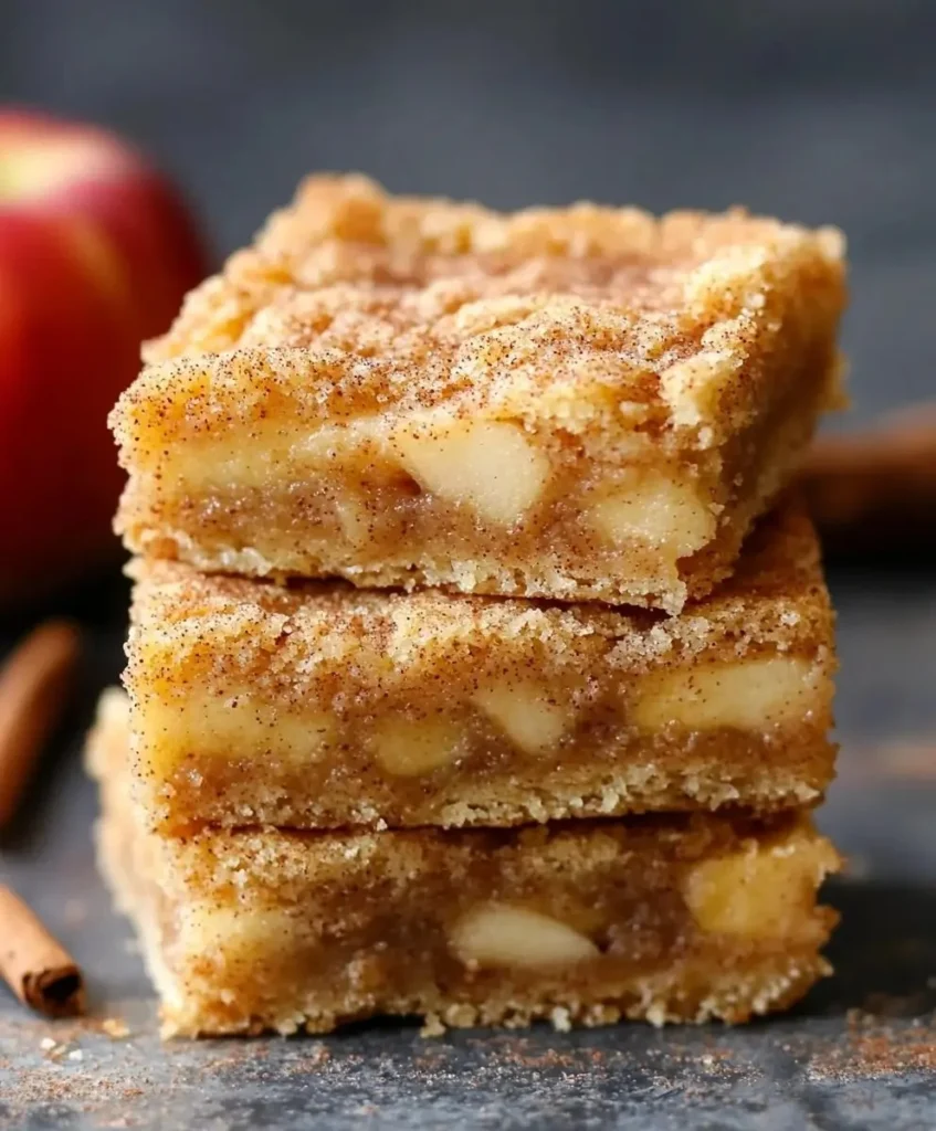 Delicious Apple Snickerdoodle Bars topped with cinnamon sugar