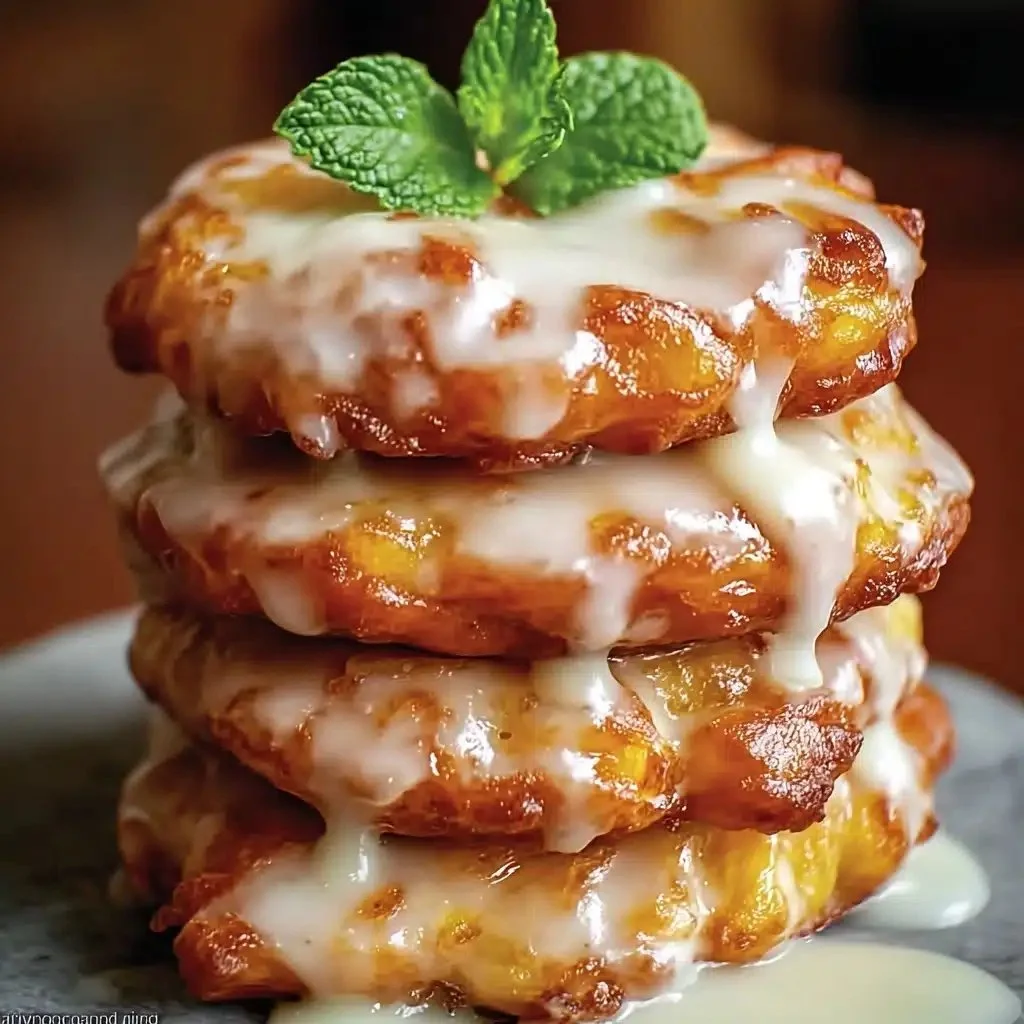 Delicious homemade baked apple fritters on a plate with cinnamon sugar.