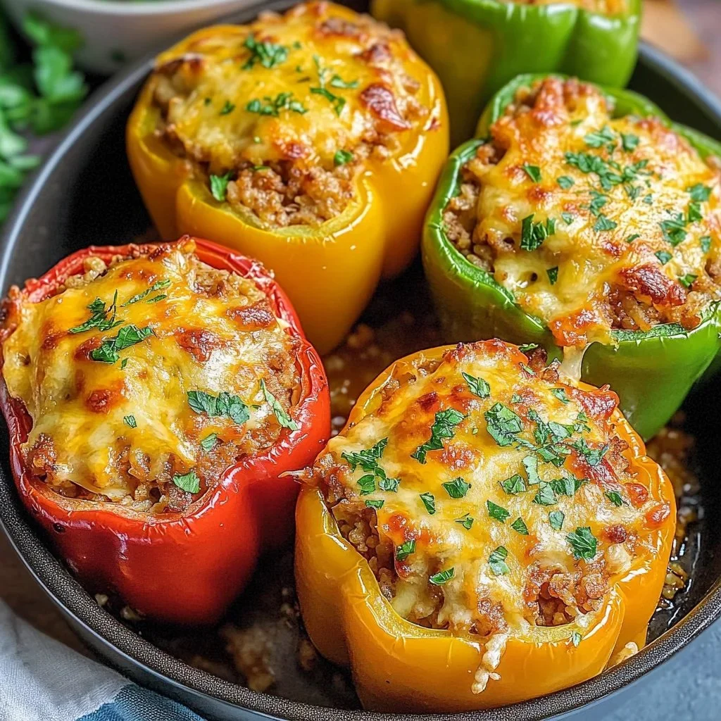 Delicious easy stuffed bell peppers filled with rice and veggies