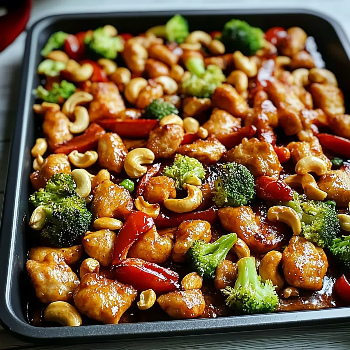 Crispy Cashew Chicken Made on One Sheet Pan