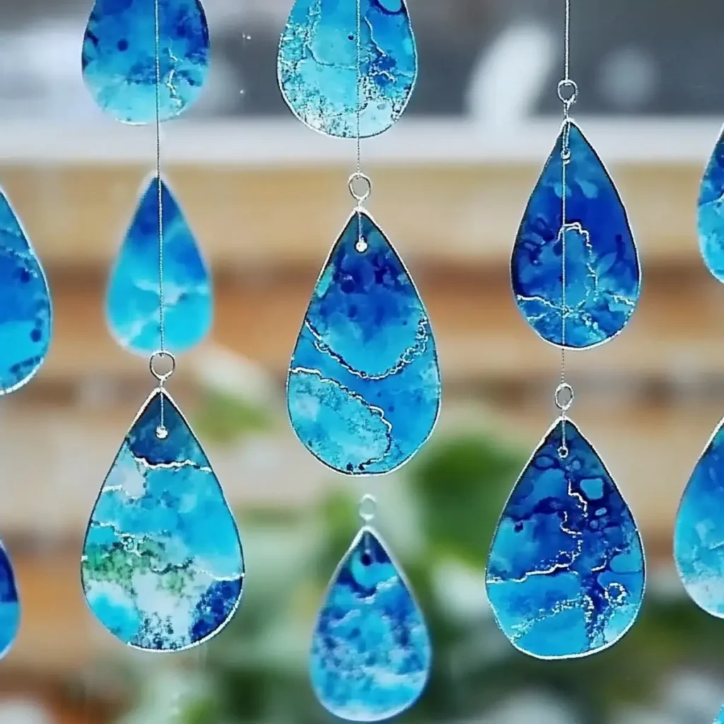 Blue Crayon Raindrop Suncatchers to Brighten Any Rainy Day ☔💙 - Savory Splash