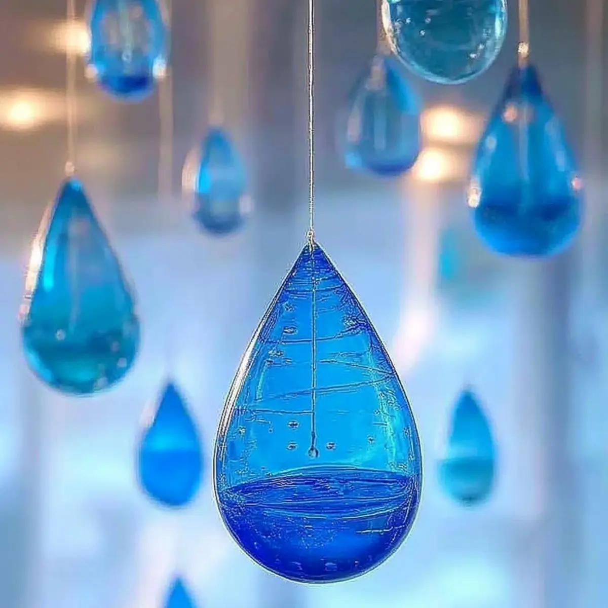 Blue Crayon Raindrop Suncatchers – Catch the Light, Celebrate the Rain 🌧💙 - Savory Splash