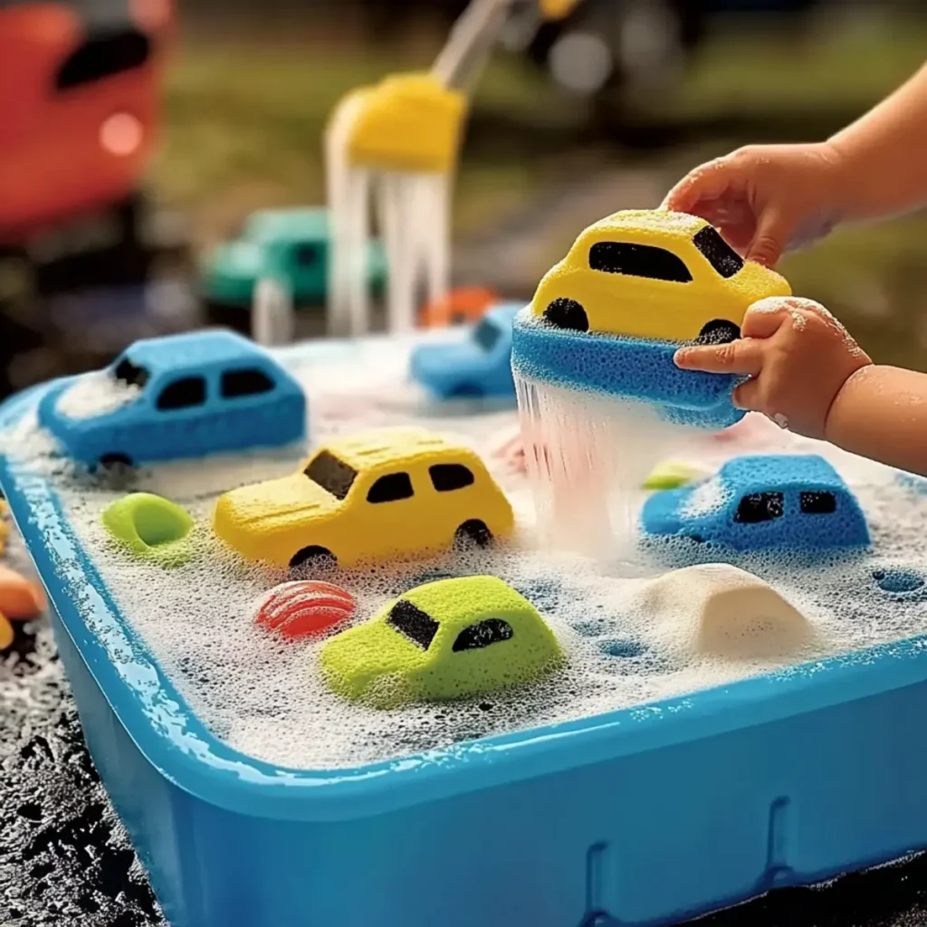Car Wash Foam Bin – Soapy, Sensory Fun for Little Mechanics! 🚗✨ - Savory Splash