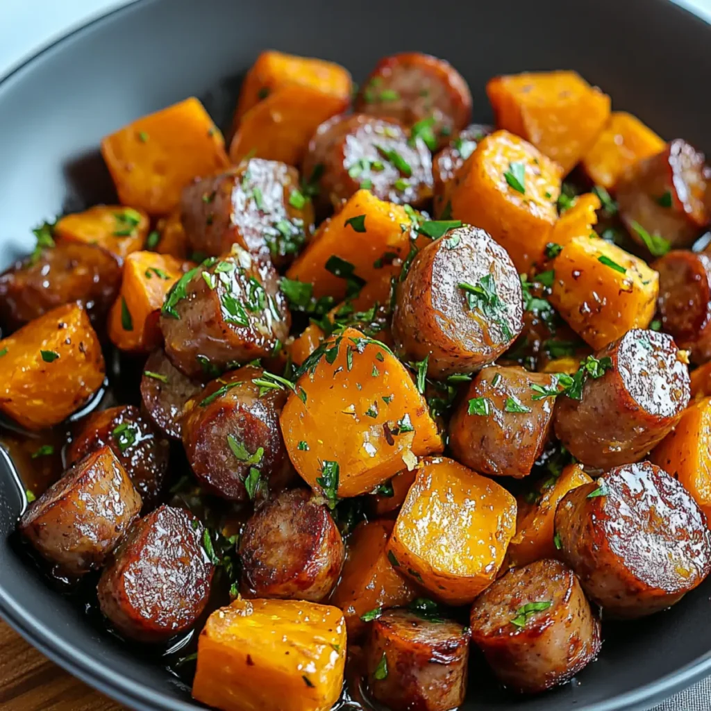 Sausage and Sweet Potatoes with Honey Garlic Sauce Recipe
