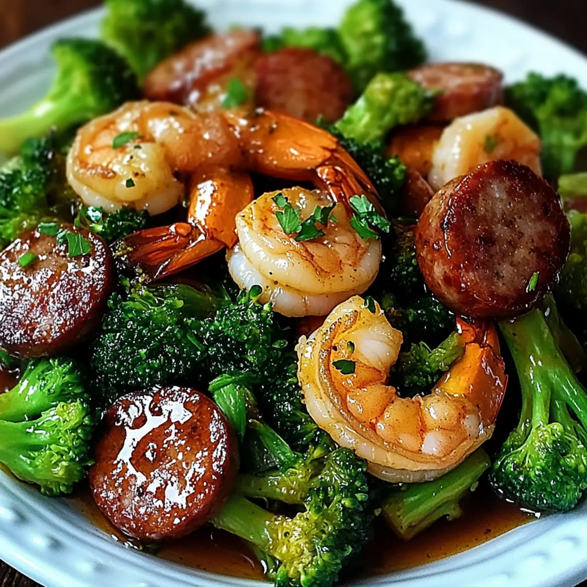 Quick Honey Garlic Shrimp, Sausage, Broccoli Dinner Recipe