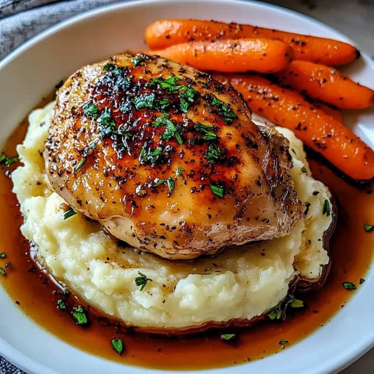 GARLIC HERB CHICKEN WITH MASHED POTATOES AND GLAZED CARROTS - Crisp Tastes
